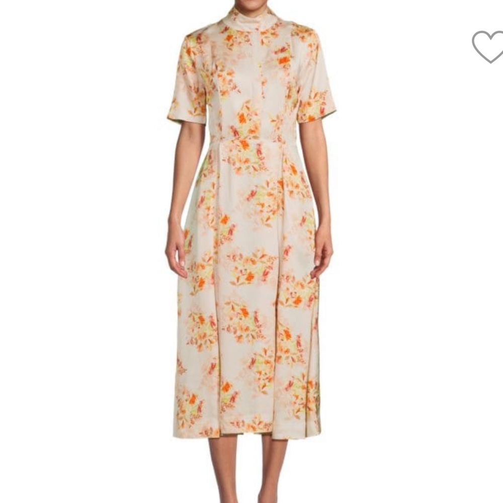 Favorite Daughter Cream Midi Dress with Orange Floral Print